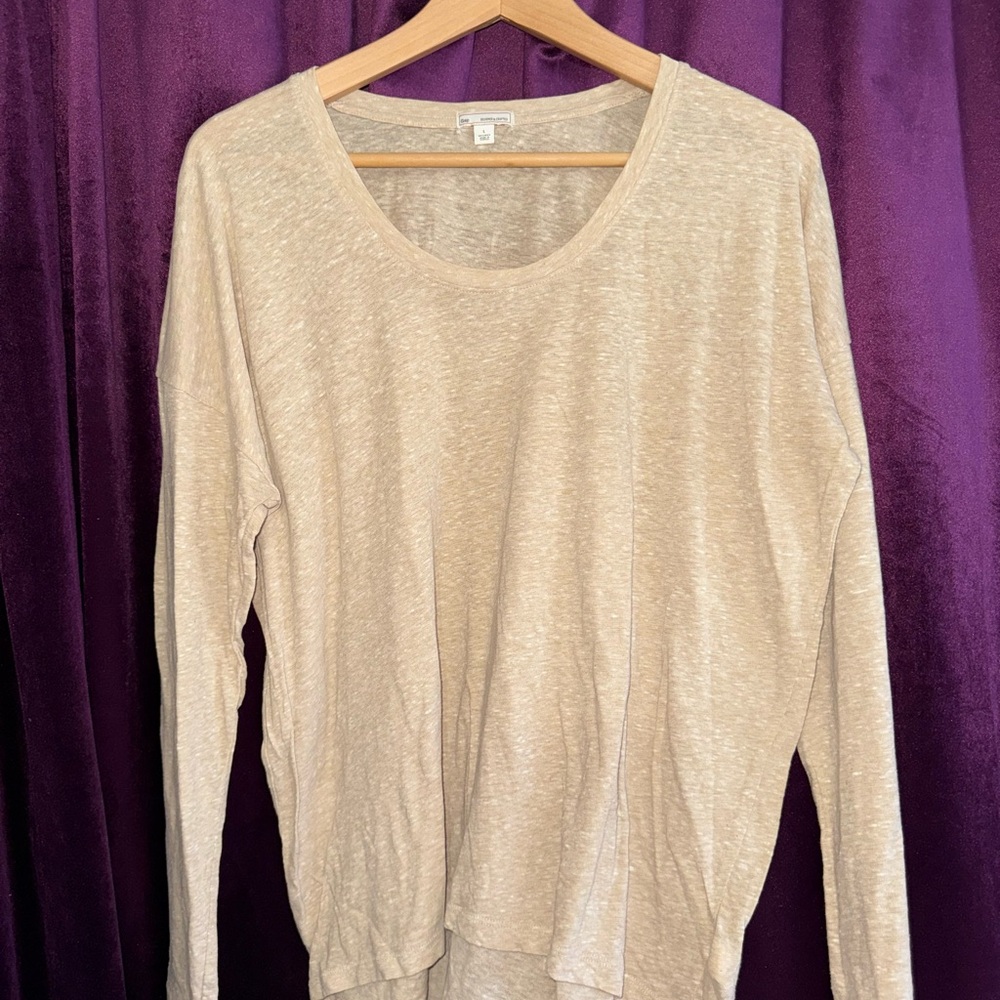 GAP Tan Cream Relaxed Long Sleeve Blouse